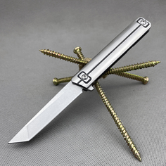 Нож складной Silver Tanto, туристический, сталь D2, клинок танто 8.5см, цвет стальной No Brand