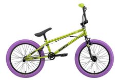 Велосипед Stark Madness BMX 3 2024 зеленый металлик черный, зеленый фиолетовый 9"