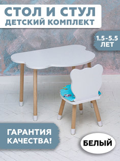 Комплект детской мебели RuLes стол облако и стул, ножки цилиндрической формы в носочках