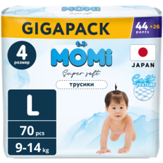 Подгузники трусики детские Momi Super Soft 4 L 9-14 кг GIGA, 70 шт