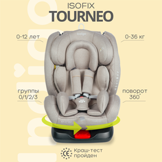 Автокресло Indigo Tourneo ISOFIX растущее универсальное поворотное 0-36 кг, бежевый