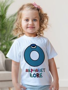 Футболка детская Alphabet lore Алфавит лора Буква O, белый, 160 No Brand