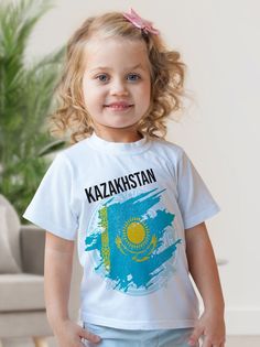 Футболка детская флаг Казахстана, белый, 160 No Brand