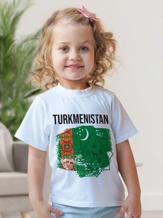Футболка детская флаг Туркменистана, белый, 152 No Brand