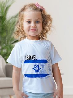 Футболка детская флаг Израиля, белый, 146 No Brand