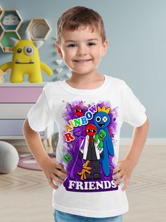 Футболка детская Радужные друзья Rainbow Friends, белый, 92 No Brand