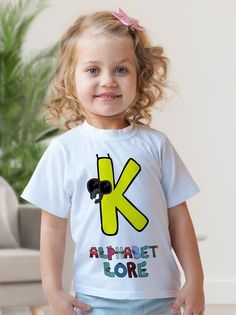 Футболка детская Alphabet lore Алфавит лора Буква K, белый, 104 No Brand