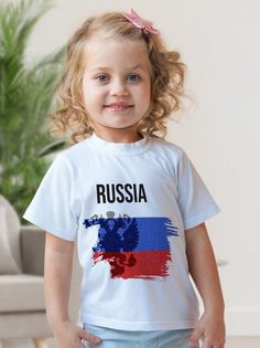 Футболка детская флаг России, белый, 128 No Brand
