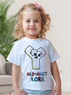 Футболка детская Alphabet lore Алфавит лора Буква Y, белый, 140 No Brand