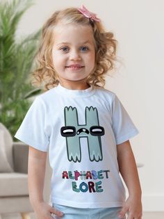 Футболка детская Alphabet lore Алфавит лора Буква H, белый, 92 No Brand