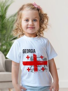 Футболка детская флаг Грузии, белый, 146 No Brand