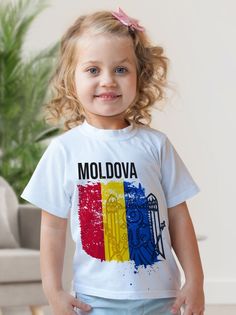 Футболка детская флаг Молдовы, белый, 140 No Brand