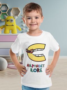 Футболка детская Alphabet lore Алфавит лора Буква C, белый, 146 No Brand