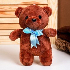Мягкая игрушка Мишка, бантиком, 20 см, коричневый No Brand