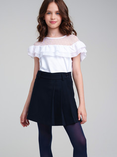 Юбка-шорты текстильная для девочек PlayToday, тёмно-синий, 158