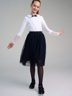 Юбка трикотажная для девочек PlayToday, тёмно-синий, 158