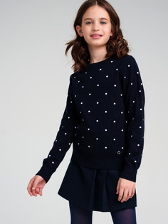 Джемпер трикотажный для девочек PlayToday, тёмно-синий, 158