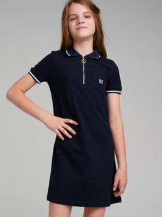 Платье трикотажное для девочек PlayToday, тёмно-синий, 158