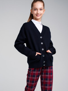 Кардиган трикотажный для девочек PlayToday, тёмно-синий, 128