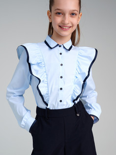 Блузка текстильная для девочек PlayToday, голубой, 158