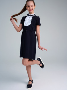 Платье трикотажное для девочек PlayToday, тёмно-синий, 146