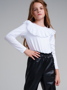 Фуфайка трикотажная для девочек PlayToday (футболка с длинными рукавами), белый, 164