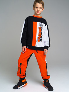Брюки детские PlayToday Tween 12311218, черный, оранжевый, белый, 140