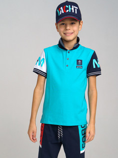 Футболка-поло для мальчика PlayToday 12211190 голубой, белый, тёмно-синий, 146