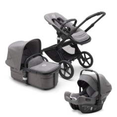 Коляска детская 3 в 1 Bugaboo Fox 5 Black, Grey Melange, автолюлька Turtle Air by Nuna