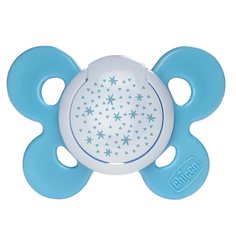 Пустышка Che Zhi Physio Comfort, 1шт., 16-36мес, силикон, светящаяся, Blue, рис.звездочки Chicco