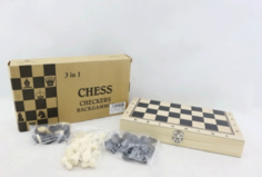 Настольная игра 3 в 1: шашки, шахматы, нарды арт. W7731 No Brand