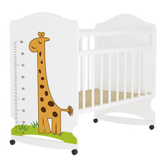 Кровать детская ВДК Морозко, колесо-качалка, маятник, белый, жираф