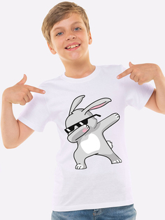 Футболка детская HappyFox HF55011M, дабстеп кролик белый, 98