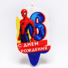 Свеча в торт 6 "С Днем Рождения", Человек-паук Marvel