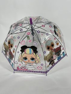 Зонт-полуавтомат детский Rainproof Лол, фиолетовая окантовка с сердечками