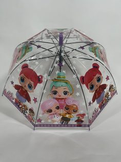 Зонт-полуавтомат детский Rainproof Лол, фиолетовая окантовка с цветочками