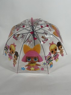 Зонт-полуавтомат детский Rainproof Лол, светло-розовый с сердечками и звездами