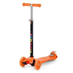 Самокат трехколесный Scooter со светящимися колесами оранжевый А1092117