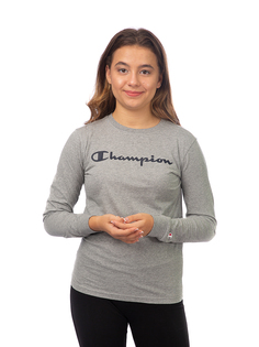 Футболка детская Champion long sleeve t-shirt, серый, 152