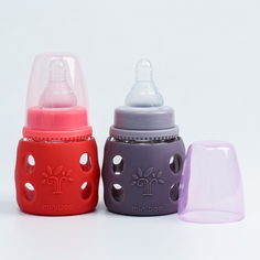 Бутылочка в силиконовом чехле, стекло, от 0 мес., 60 мл., цвет МИКС для девочки Sima Land