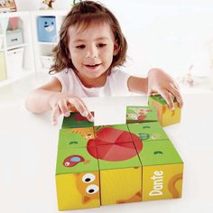 Развивающая игрушка Hape Кубики-пазлы Лили 9 элементов, 6 вариантов картинок, деревянные
