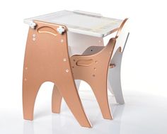 Набор детской мебели TECH KIDS растущий стол, стул, мольберт Персиковый Буквы-цифры