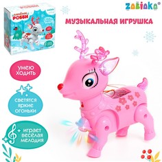 ZABIAKA Интерактивная игрушка «Оленёнок Робби», звук, свет, цвет розовый Забияка