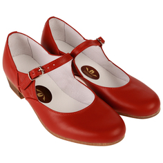Туфли народные женские, длина по стельке 21,5 см, цвет красный No Brand