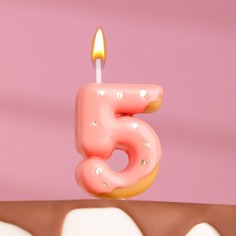 Свеча в торт "Клубничная глазурь", цифра "5", розовая Страна Карнавалия