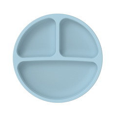 Детская силиконовая тарелка на присоске голубая No Brand