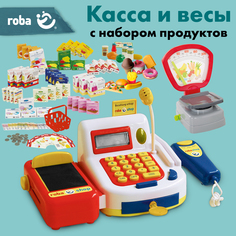 Большой игровой набор для магазина Roba:весы игрушечные,касса детская,продукты,деньги