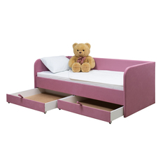 Детская диван-кровать М-СТИЛЬ Софт, ящики для хранения, розовый, 190х80 см