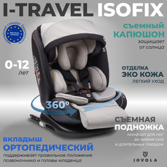 Автокресло JOVOLA I-TRAVEL ISOFIX, группа 0+1+2+3 (0-36 кг), черный-св.серый