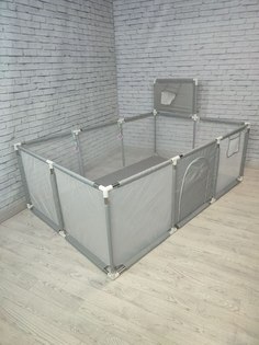 Детский манеж Safely&Soft Игровой с баскетбольным кольцом, серый, 180х120 см